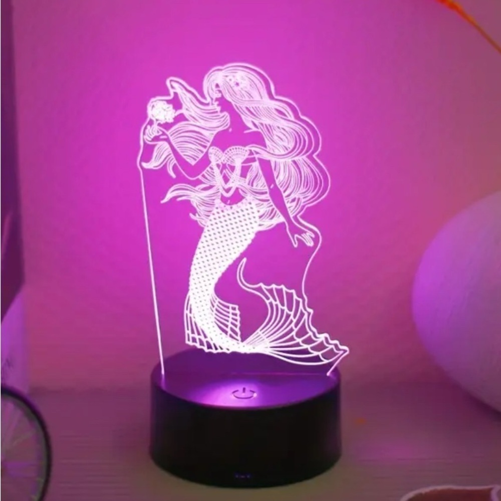 Mermaid LED Night Light with Black Base